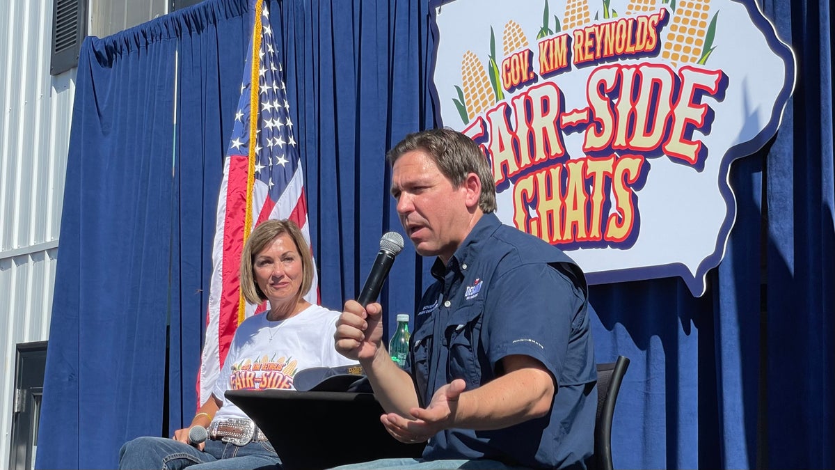 Ron DeSantis and Kim Reynolds at the Iowa State Fair