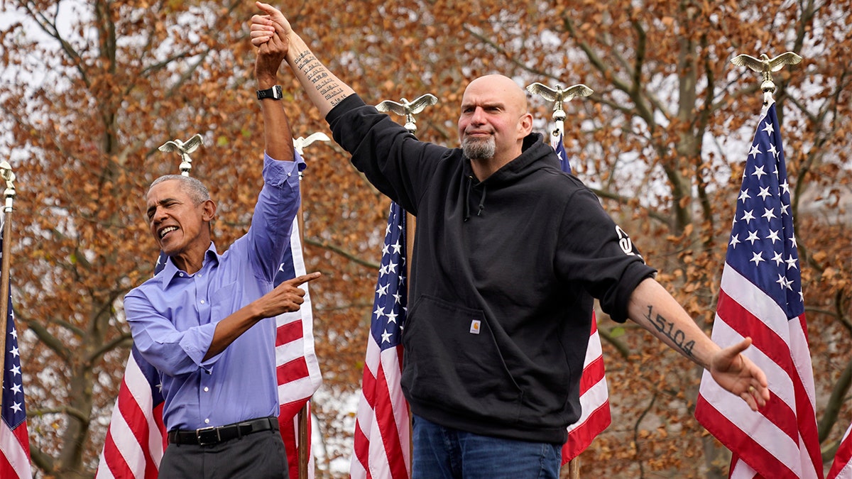 Former President Barack Obama and John Fetterman