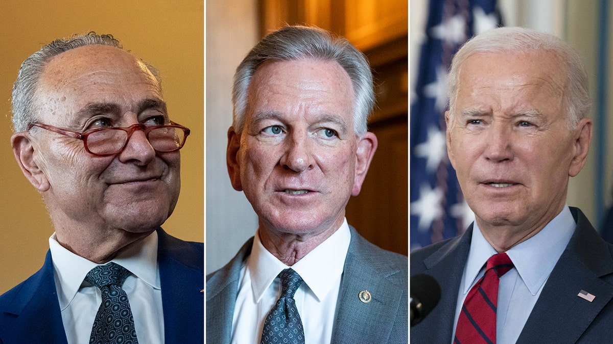 Chuck Schumer, Tommy Tuberville and President Biden