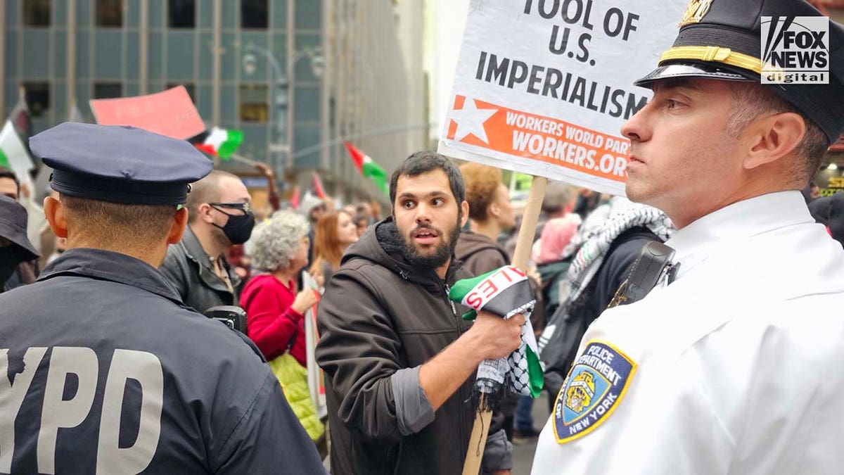 Demonstrators attend an 