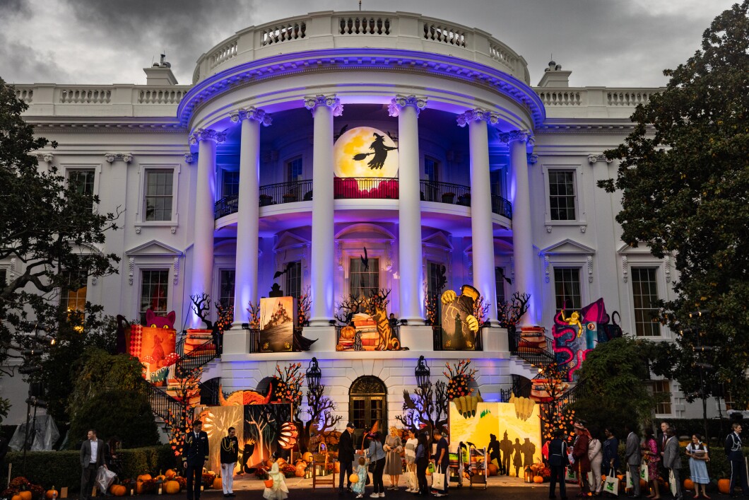 President Joe Biden and first lady Jill Biden host a trick-or-treat event on the South Lawn of the White House on Oct. 30, 2023, in Washington, DC. The president and first lady hosted children from local neighborhoods, public schools, and military families for the annual Halloween event. 