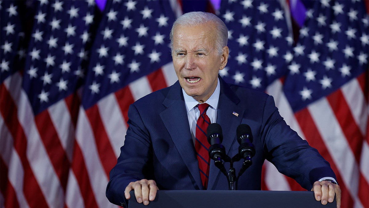 President Joe Biden speaks at a campaign rally in June