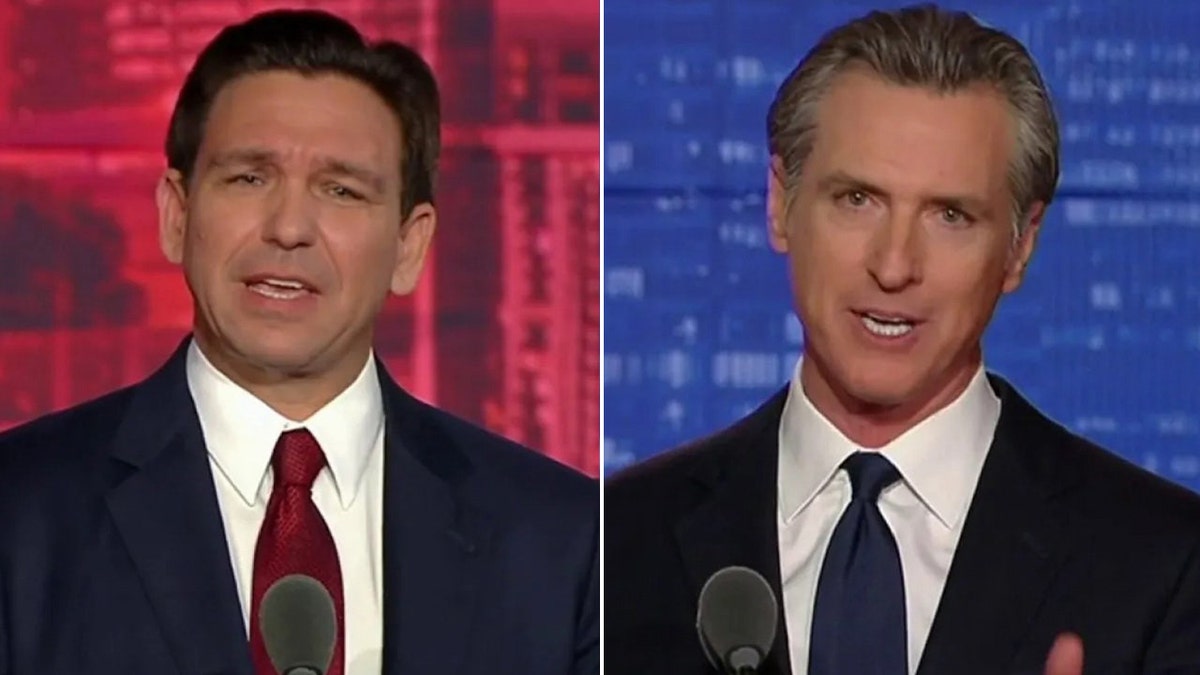 Ron DeSantis, left, and Gavin Newsom