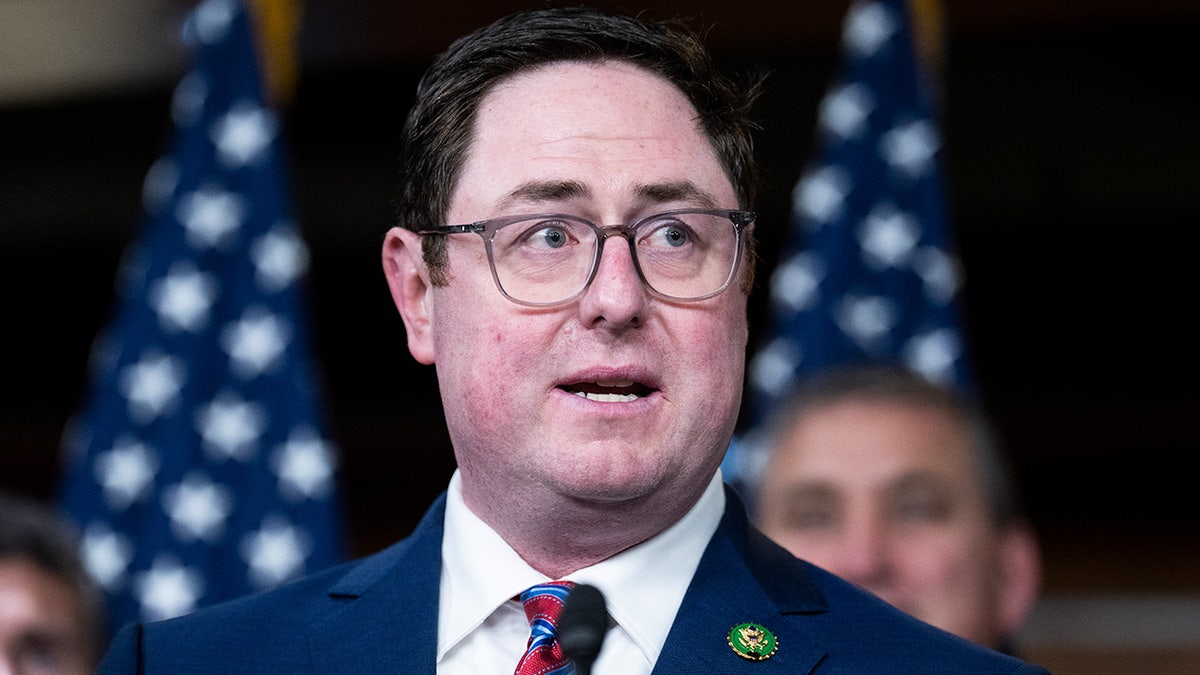 Rep. Mike Flood, R-Neb., speaks during a news conference