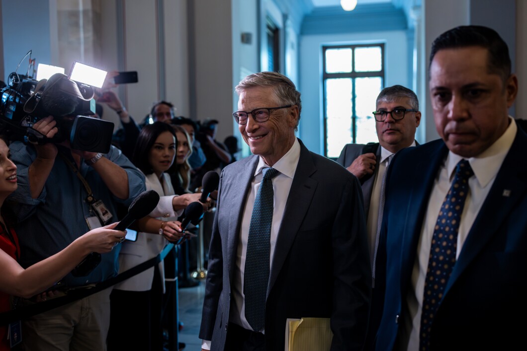 Microsoft founder Bill Gates arrives on Capitol Hill to attend an “AI Insight Forum" on Tuesday, September 13, 2023 in Washington, DC. Lawmakers convened with some of the top business leaders in the artificial intelligence sector, to see advice on potential legislation within the next year that will encourages development of artificial intelligence, while also containing its risks. 