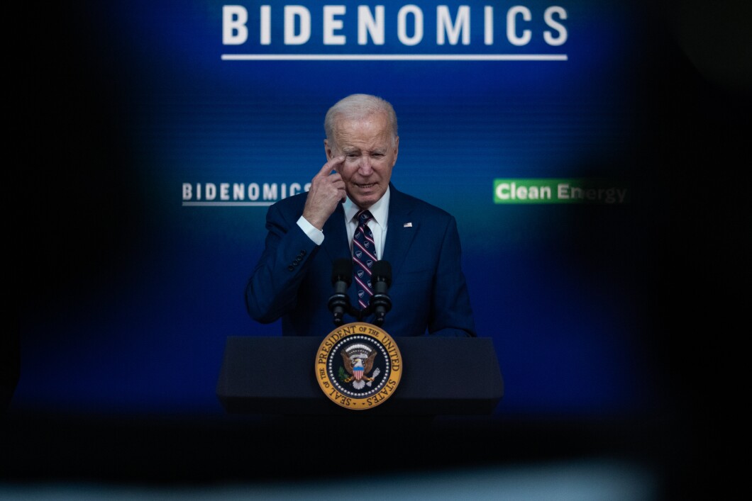 President Joe Biden speaks during an event at the Auditorium in the Eisenhower Executive Office Building at the White House on Monday, October 23, 2023. The Biden administration has designated 31 technology hubs spread across the country in an effort to spur job growth 