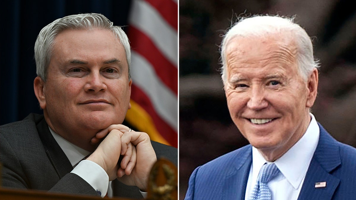 A split image of James Comer and Joe Biden