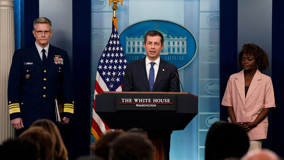 Pete Buttigieg speaks to reporters