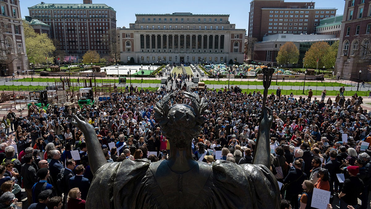 anti-Israel protest outside at Columbia University