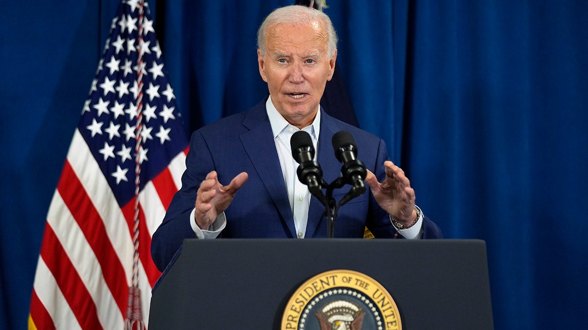 President Joe Biden speaks in Rehoboth Beach, Delaware