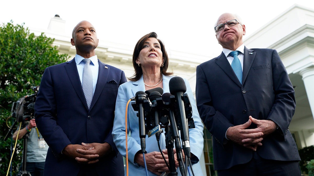 Democrat Gov. Wes Moore, Kathy Hochul and Tim Waltz