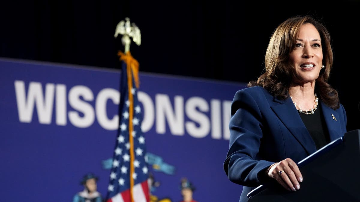 Kamala Harris at lectern