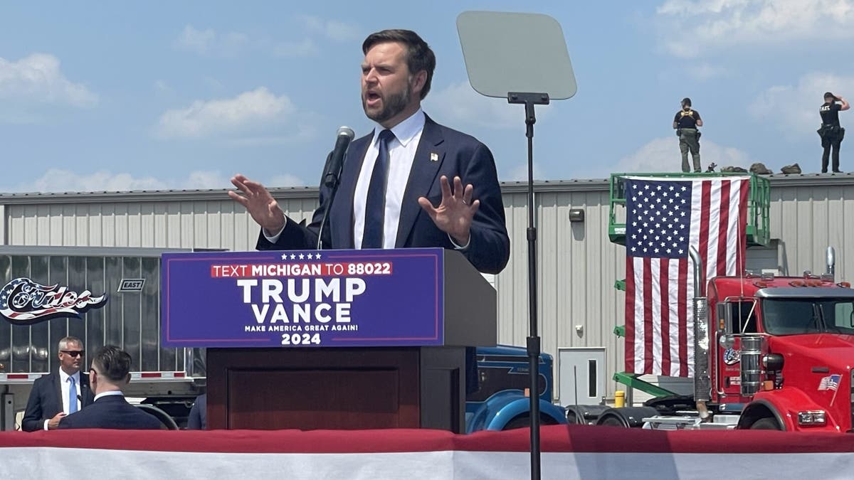 Sen. JD Vance holds a campaign event in Byron Center, Michigan