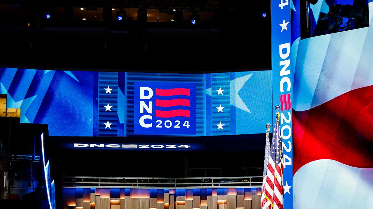 Democratic National Convention signage shown