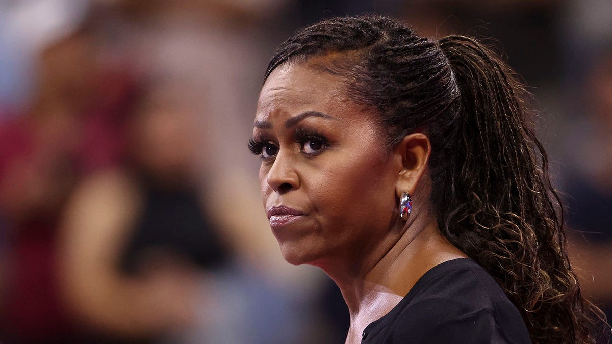 closeup shot of Michelle Obama at US Open