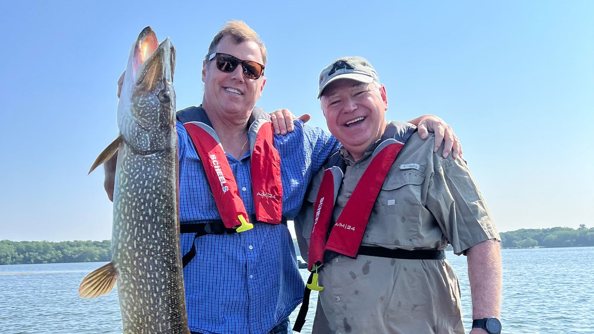 Minnesota State Sen. Nick Frentz and Minnesota Gov. Tim Walz fishing