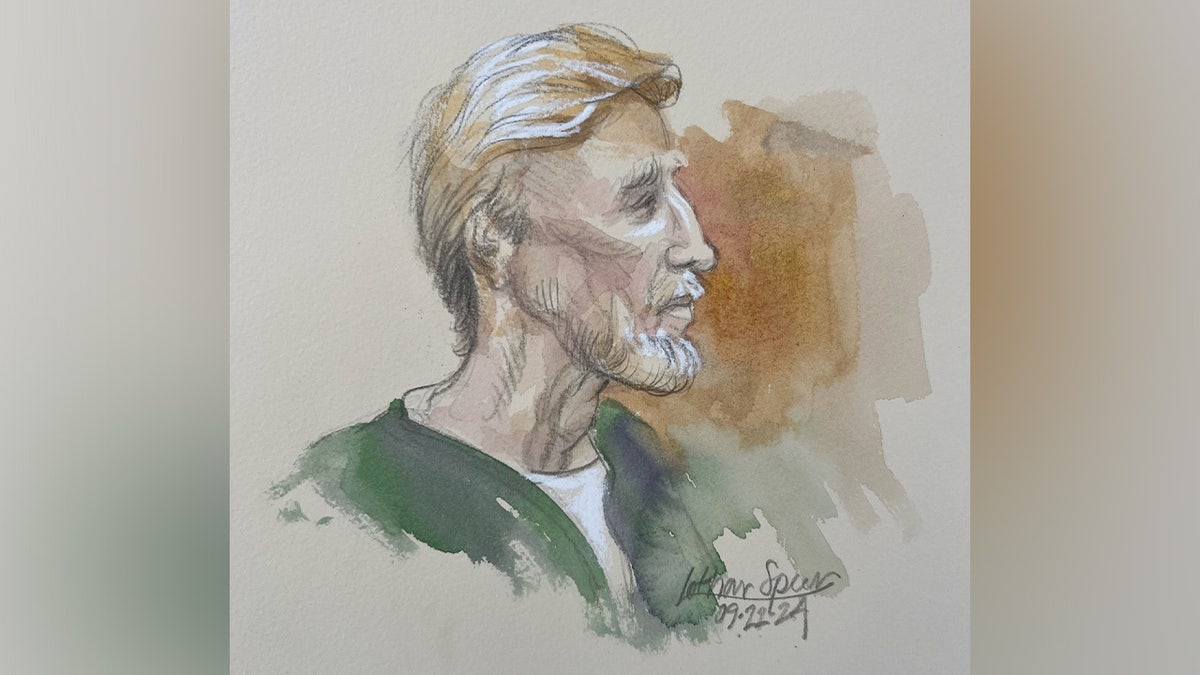 A court sketch depicts Ryan Routh as he appears in federal court in West Palm Beach