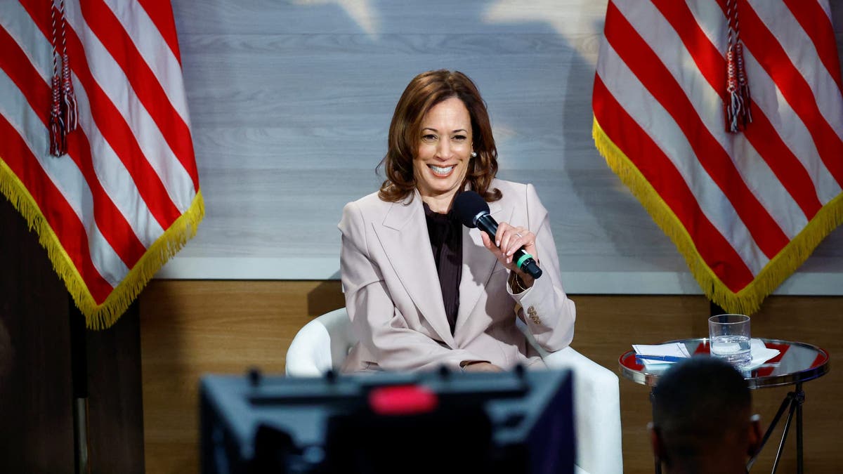 Democrat presidential nominee Vice President Harris addresses members of the National Association of Black Journalists in Philadelphia on Sept. 17, 2024.