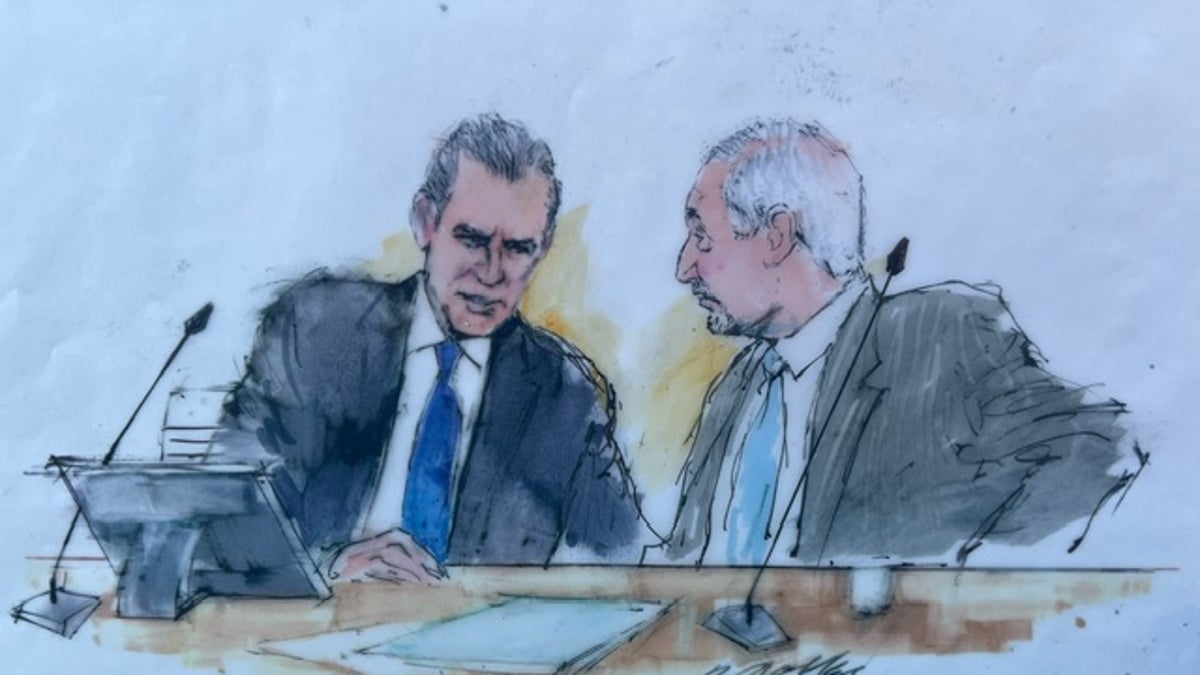 courtroom sketch of Hunter Biden and his attorney Mark Geragos