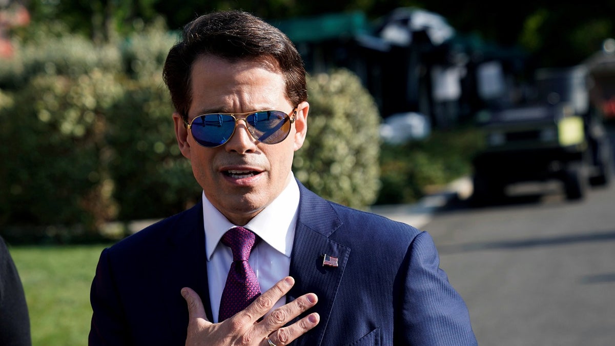 White House Communications Director Anthony Scaramucci speaks after an on air interview at the White House in Washington, U.S., July 26, 2017. REUTERS/Joshua Roberts - RC11EAA98D50