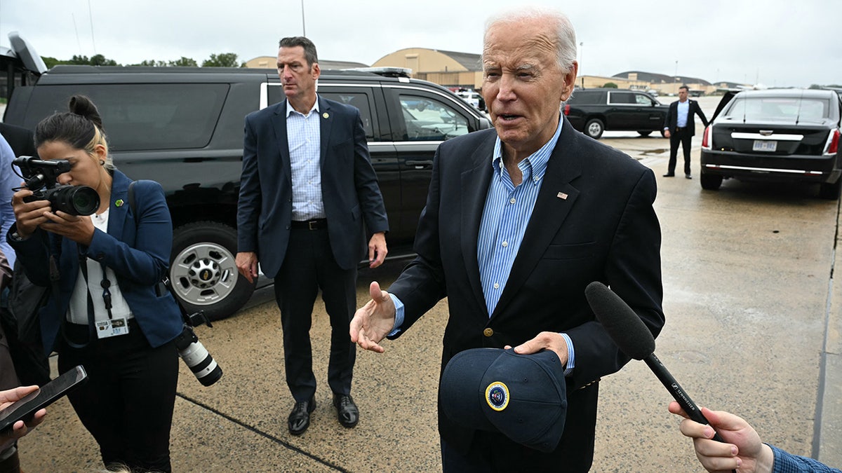 Biden speaking to reporters before boarding AF1