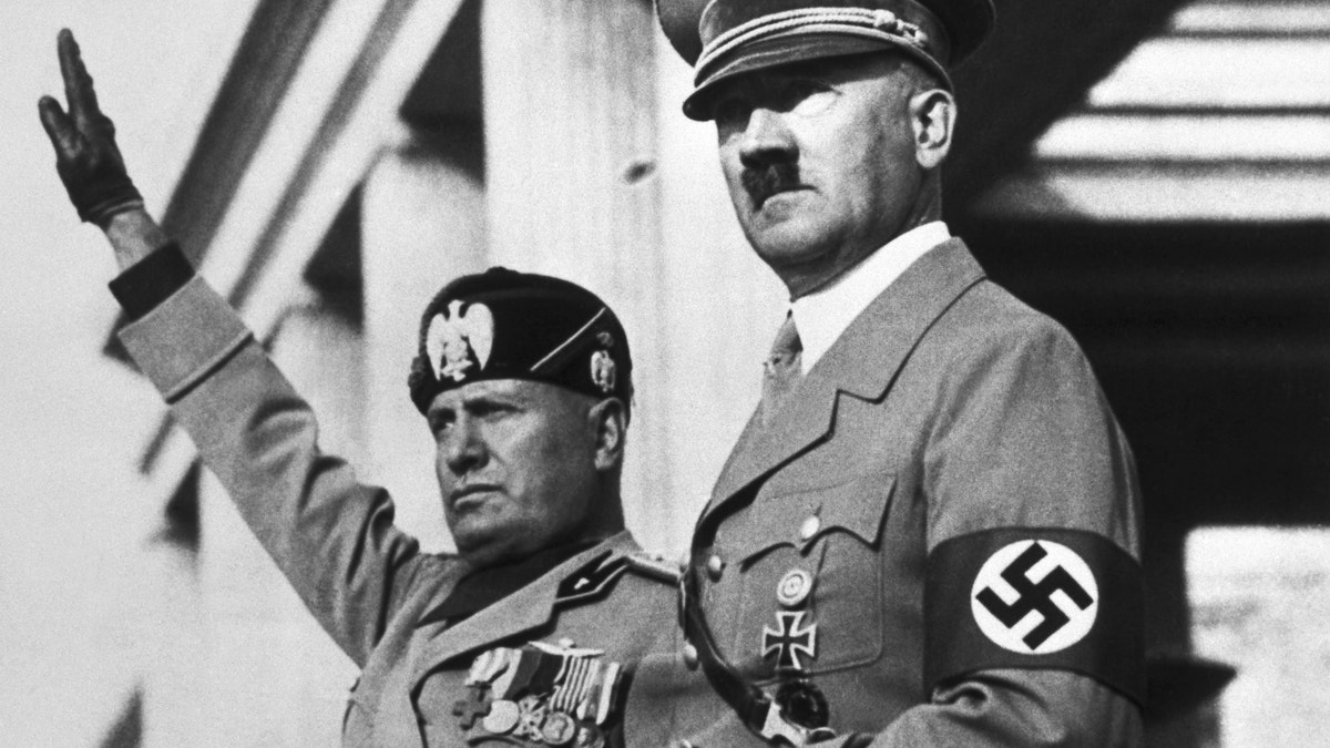 Benito Mussolini and Adolf Hilter at Nazi parade in Germany