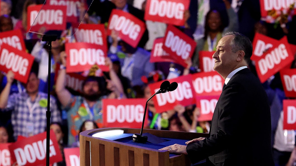 Doug Emhoff speaks during Day 2 of the Democratic National Convention