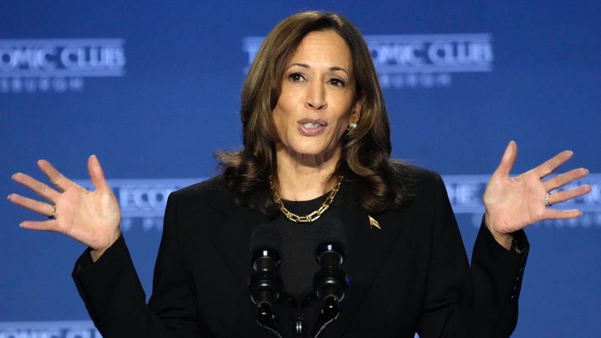 Kamala Harris speaking closeup shot 