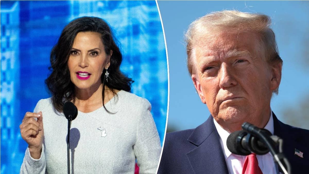 Gov. Whitmer, former President Trump in left-right photo split