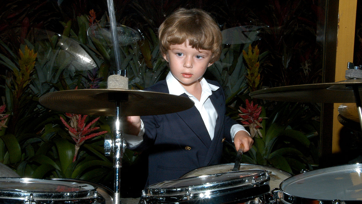 Barron Trump with drums