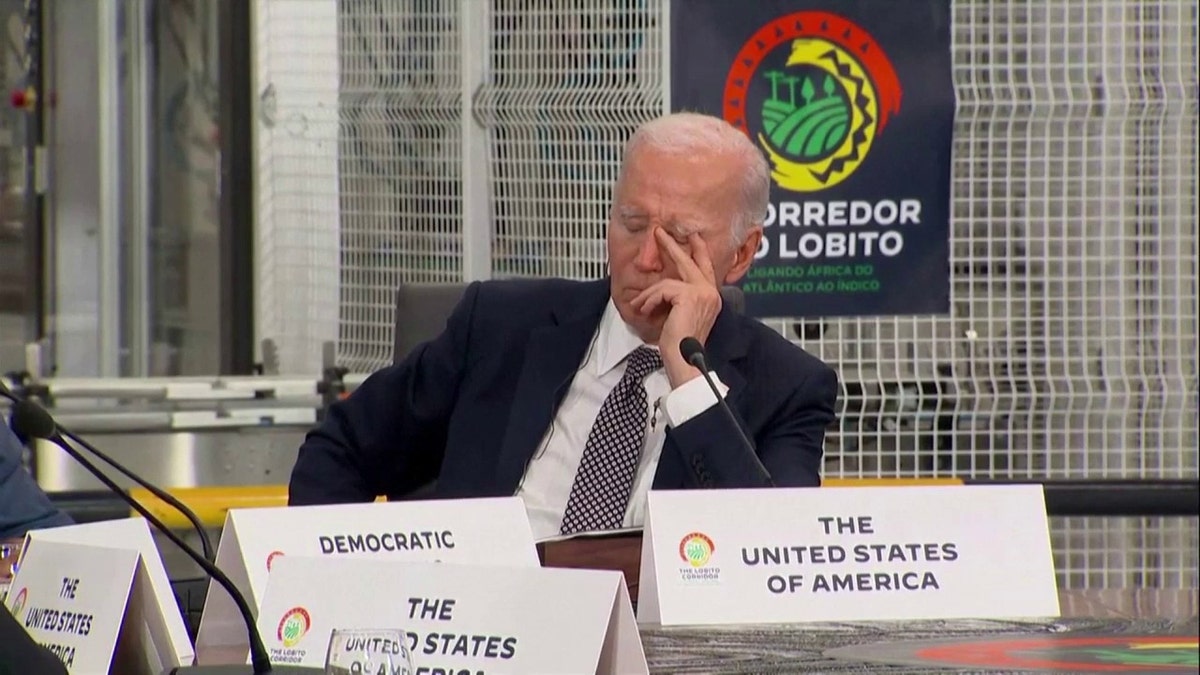 President Joe Biden rests his eyes