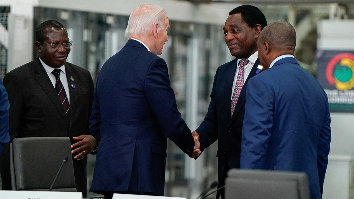 Biden shakes hands with African leaders