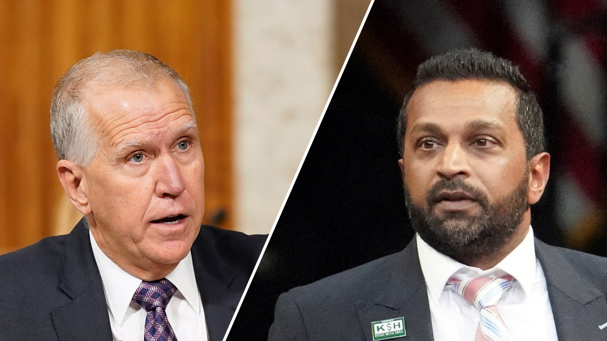 Thom Tillis, left, questioned the FBI over a reported cyberattack on Kash Patel and how quickly media knew about it.