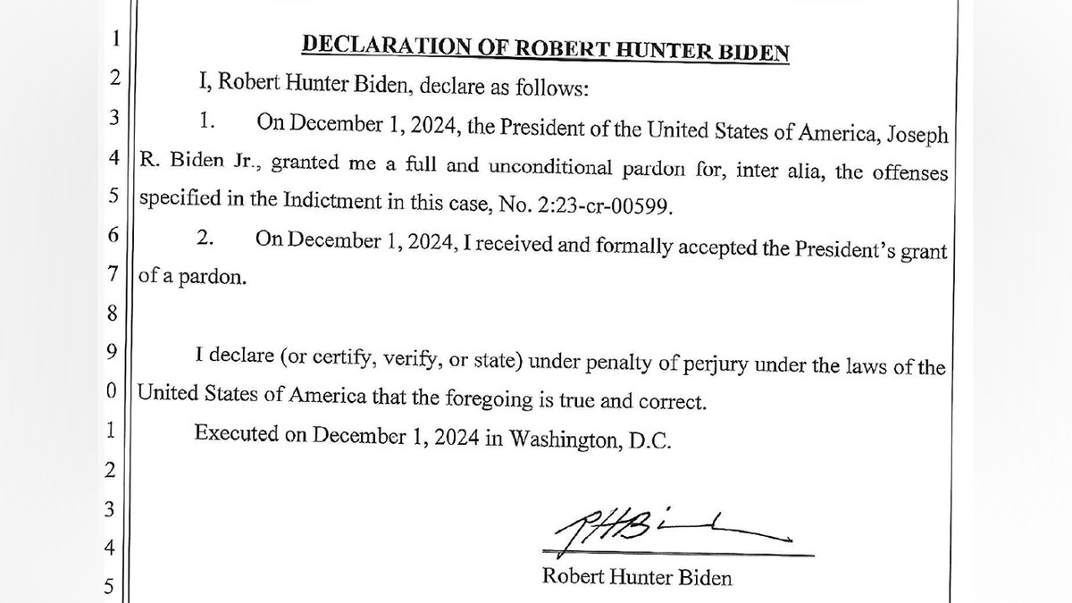 Hunter Biden pardon document