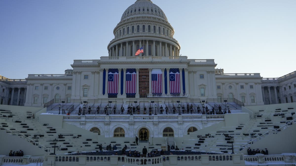 The United States Capitol decorated for Trump's second inauguration