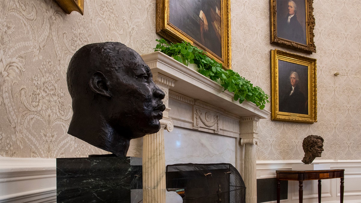 A bust of Martin Luther King Jr. is featured in the Oval Office