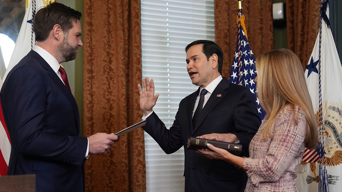 Secretary of State Marco Rubio is sworn by Vice President JD Vance