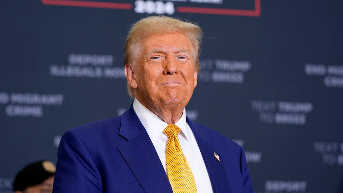 Donald Trump in yellow tie, closeup shot