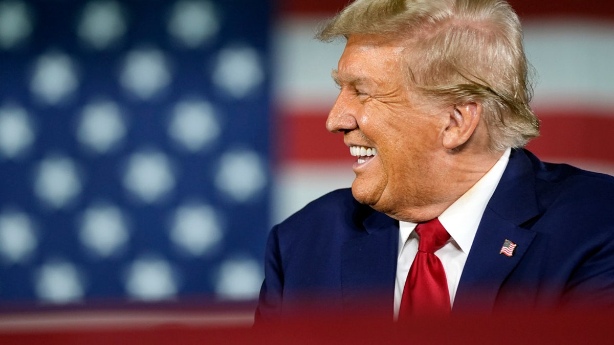 Trump in Michigan closeup shot laughing