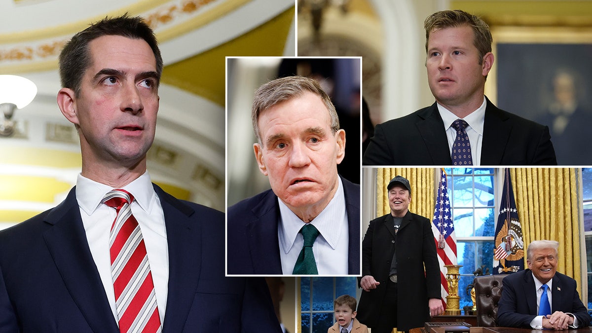 Tom Cotton, Mark Warner, Tim Sheehy, Elon Musk, Donald Trump