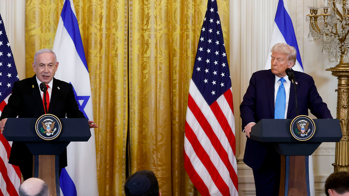 The U.S. will "take over the Gaza Strip," level it and rebuild the area, President Donald Trump said during a press conference on Feb. 4, 2025, after meeting with Israeli Prime Minister Benjamin Netanyahu, left, at the White House.