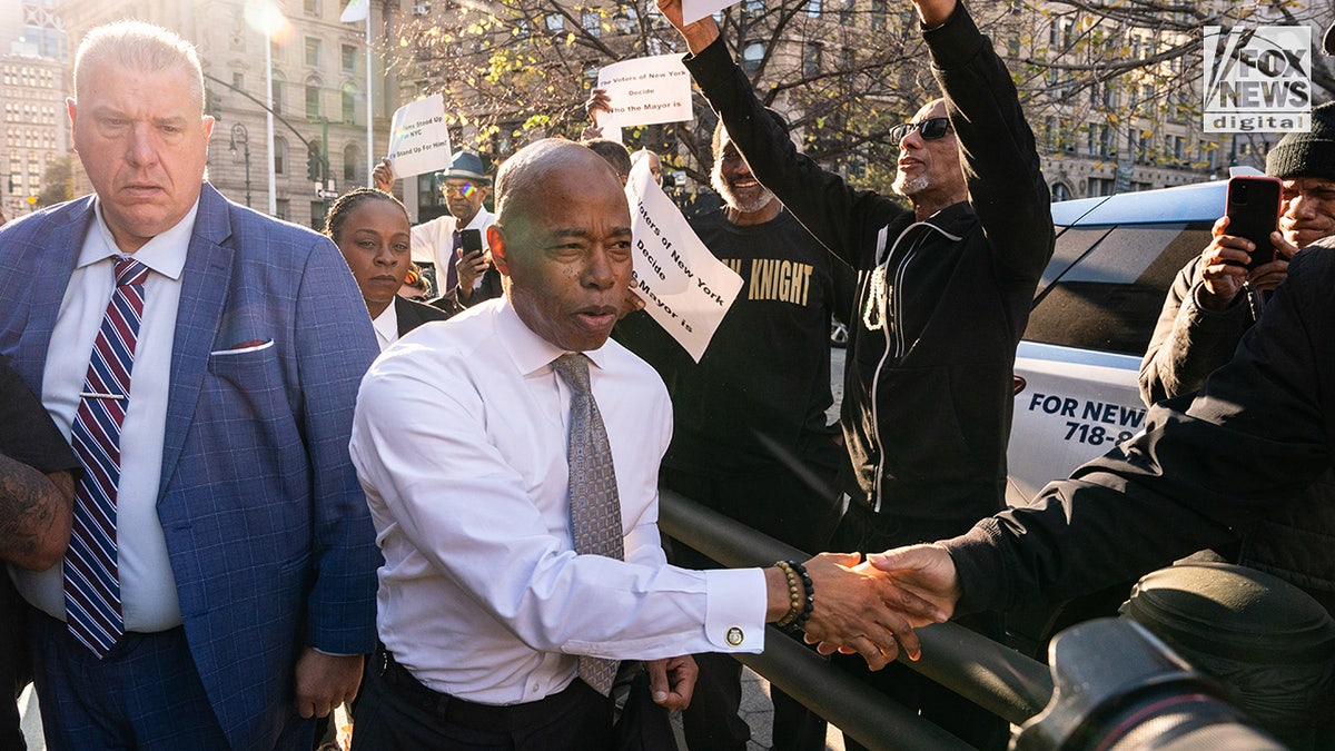 New York City Mayor Eric Adams departs Thurgood Marshall United States Courthouse in New York City