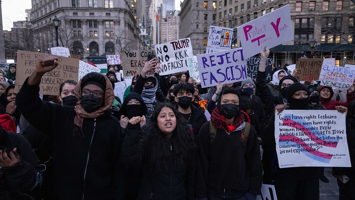 Anti-Trump protesters in New York City