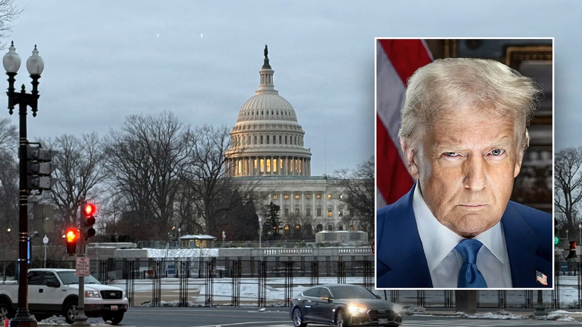 inset: Donald Trump; main image: US Capitol