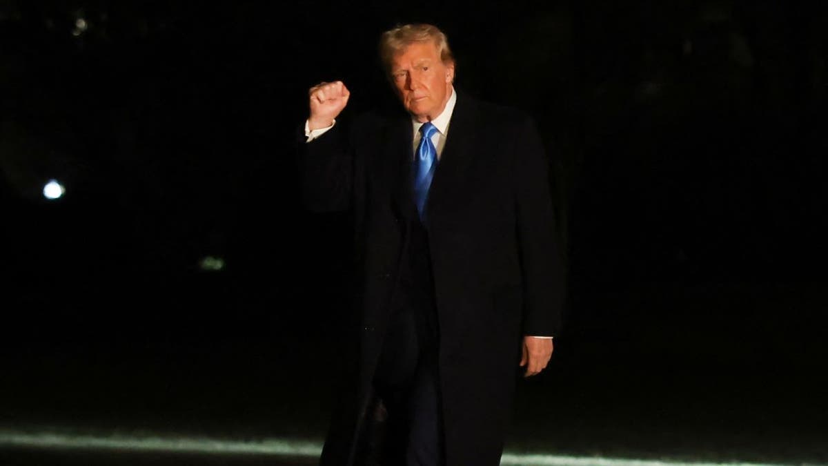 President Donald Trump pumps his fist