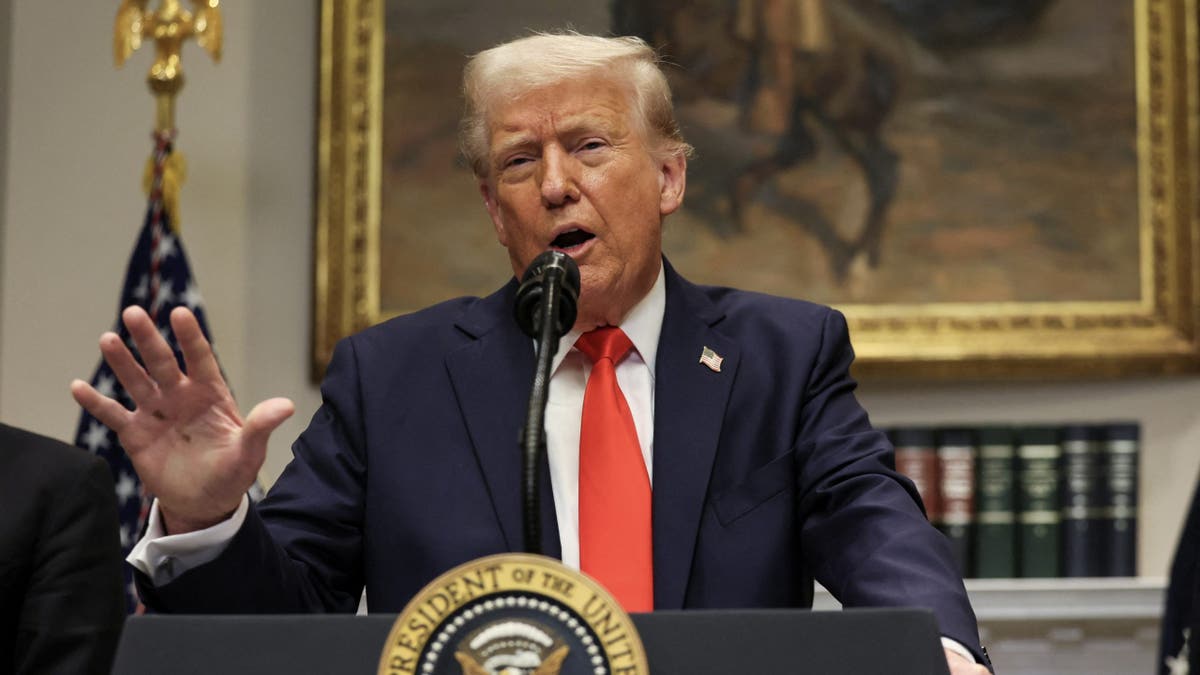 President Donald Trump makes an economic announcement in the Roosevelt Room at the White House in Washington, D.C., on March 3, 2025.