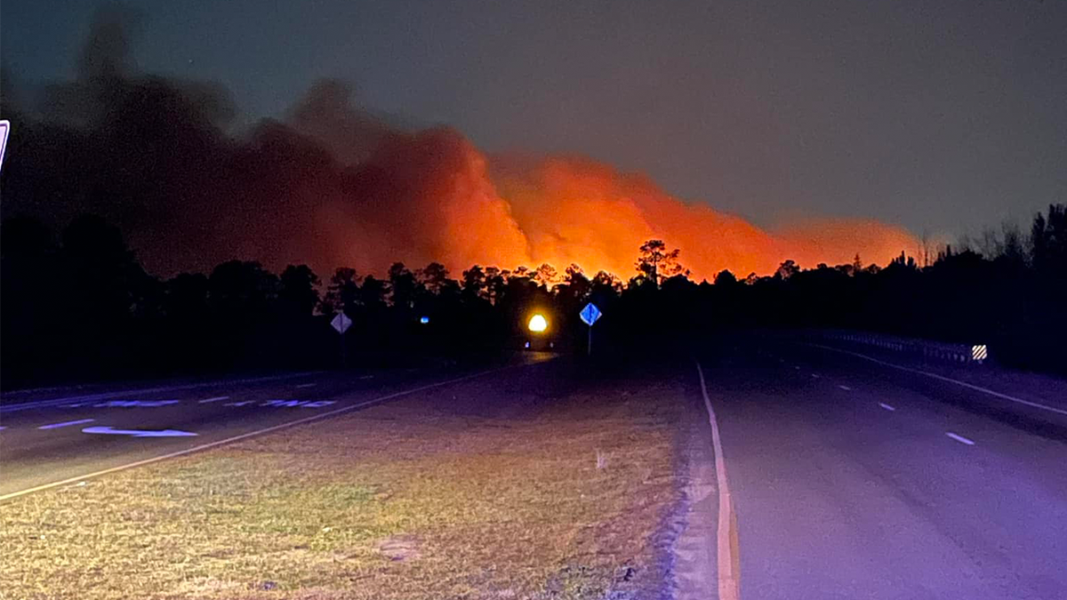 A large wildfire near Carolina Forest.