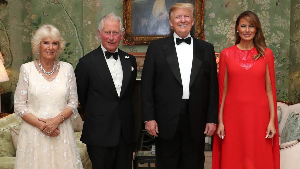 Trump posing with King Charles, Melania and Camilla