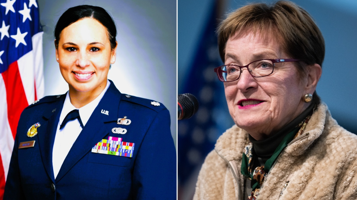 Air Force veteran Alea Nadem, left; right: Marcy Kaptur