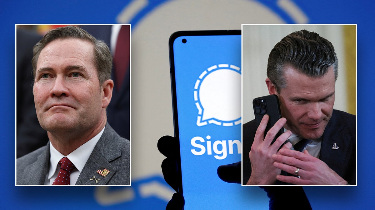 Waltz, Hegseth, and Signal background